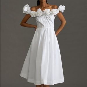 The Corinna Ruffled Dress by Maeve - White - Size L